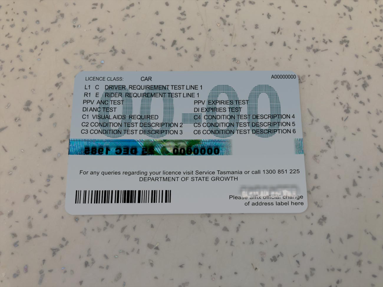 Tasmania Driver Licence Template - Image 2