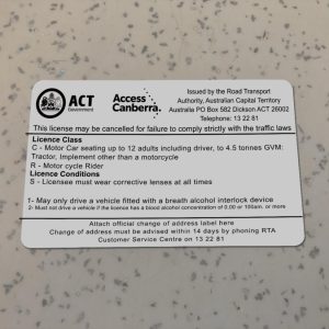 Australian Capital Territory Driver License PSD Template