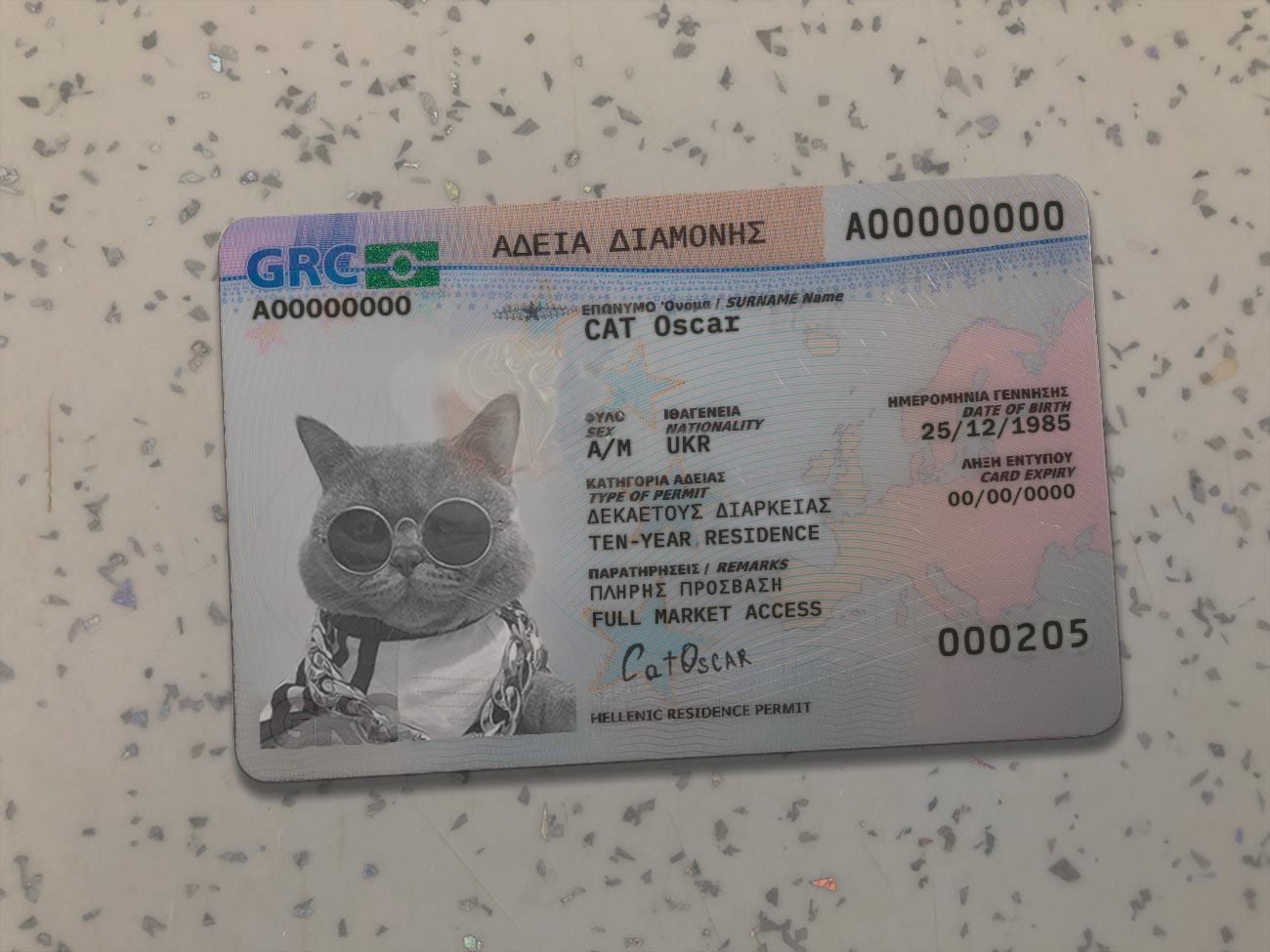 Greece Resident Card PSD Template