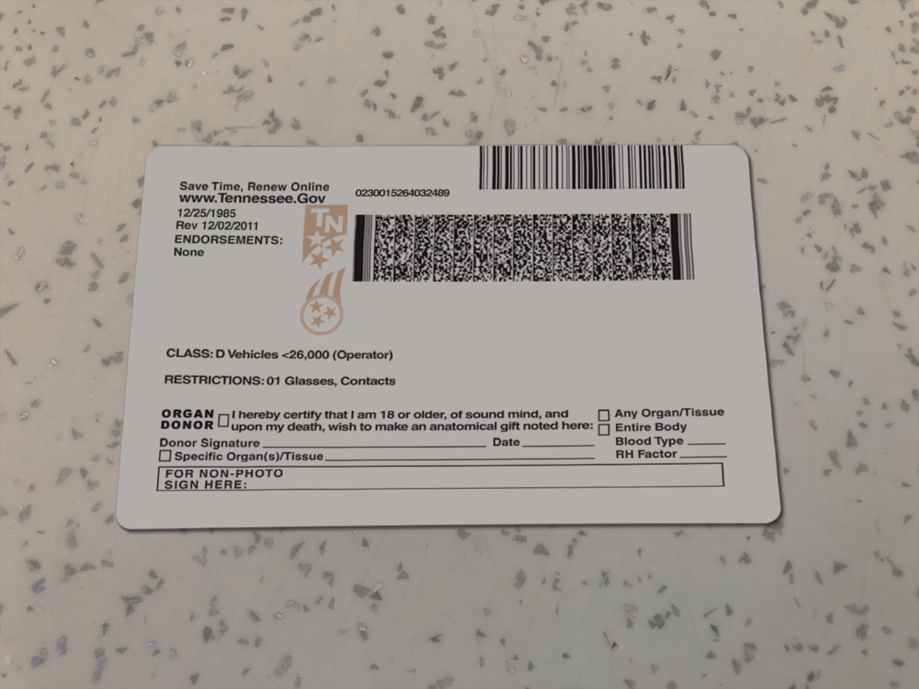 Tennessee-Driver-License-Template